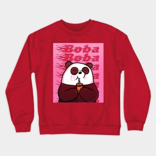 Pink Aesthetic Panda with Boba Crewneck Sweatshirt